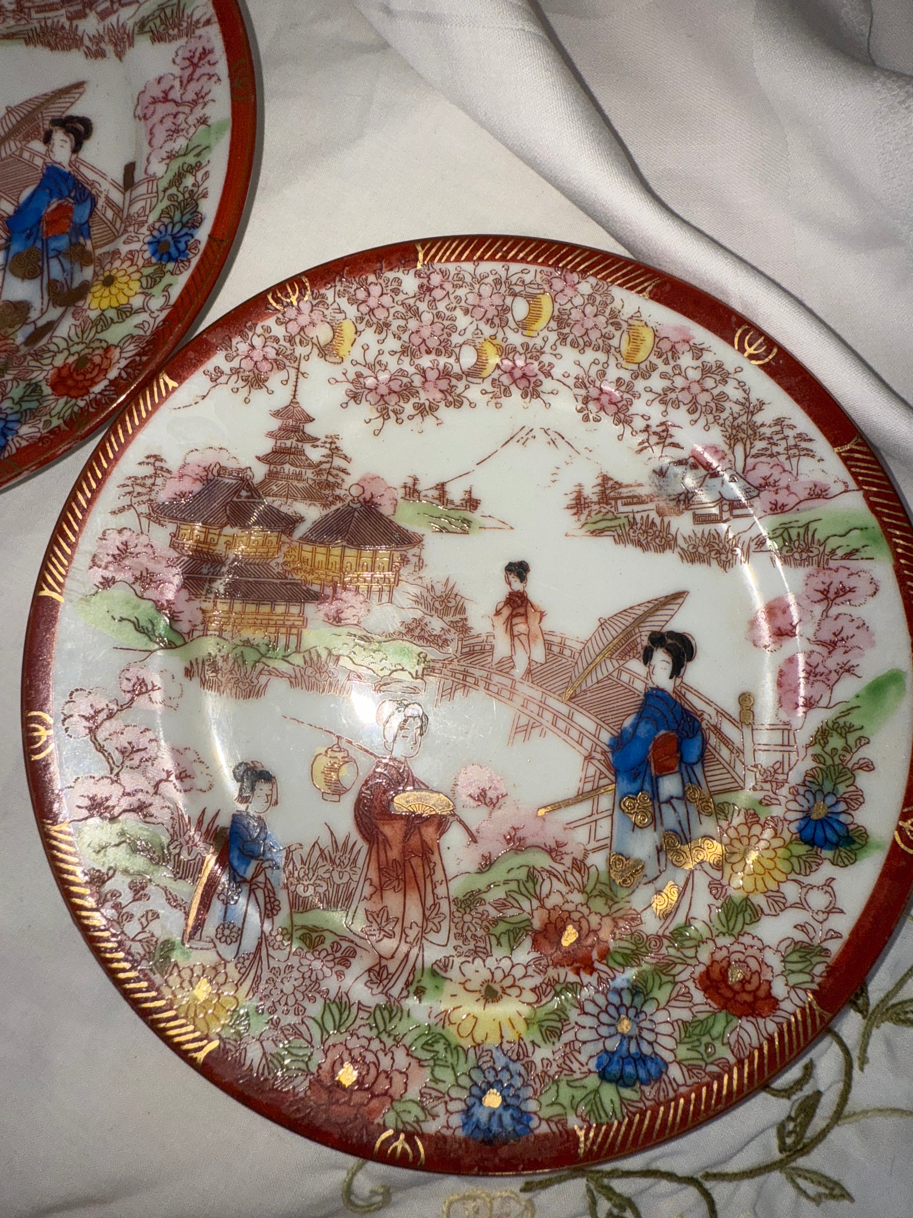 2 Japanse borden goud (incl. 2 mini bordjes)