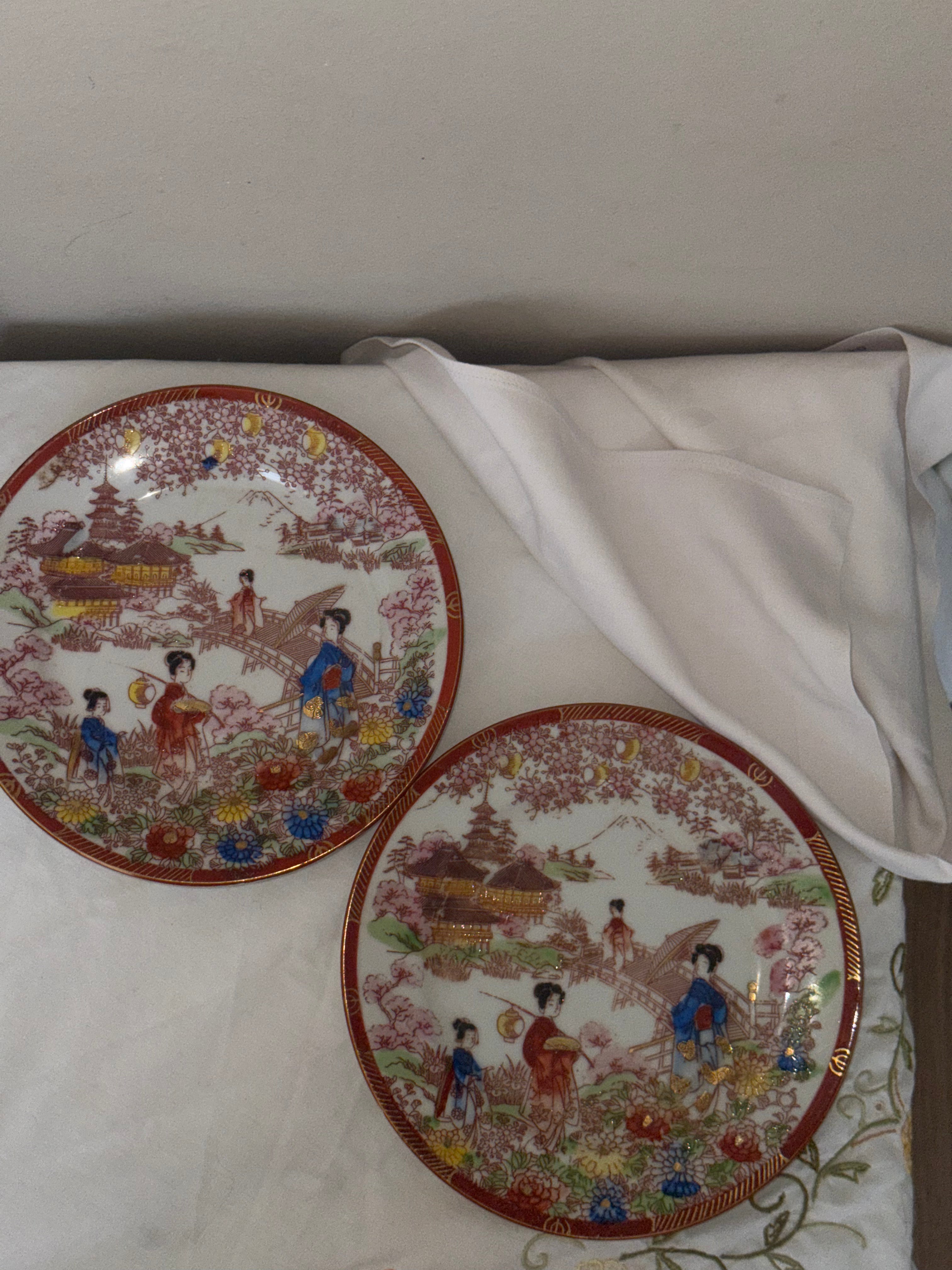 2 Japanse borden goud (incl. 2 mini bordjes)