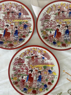 3st Chinese ontbijtbordjes handgeschilderd