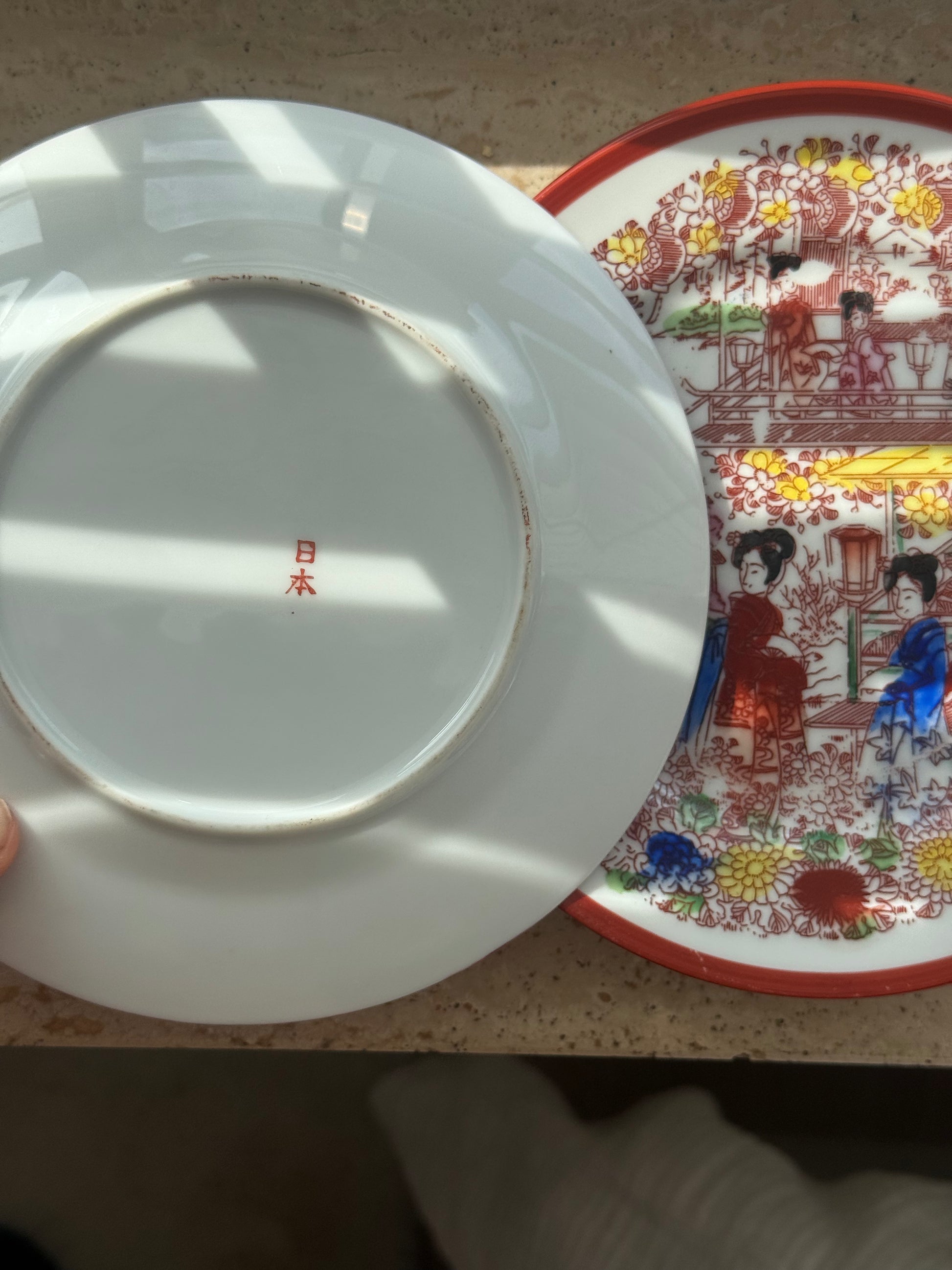 3st Chinese ontbijtbordjes handgeschilderd