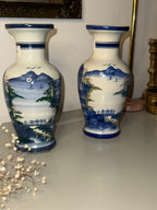 2 chineze vazen blauw/roze