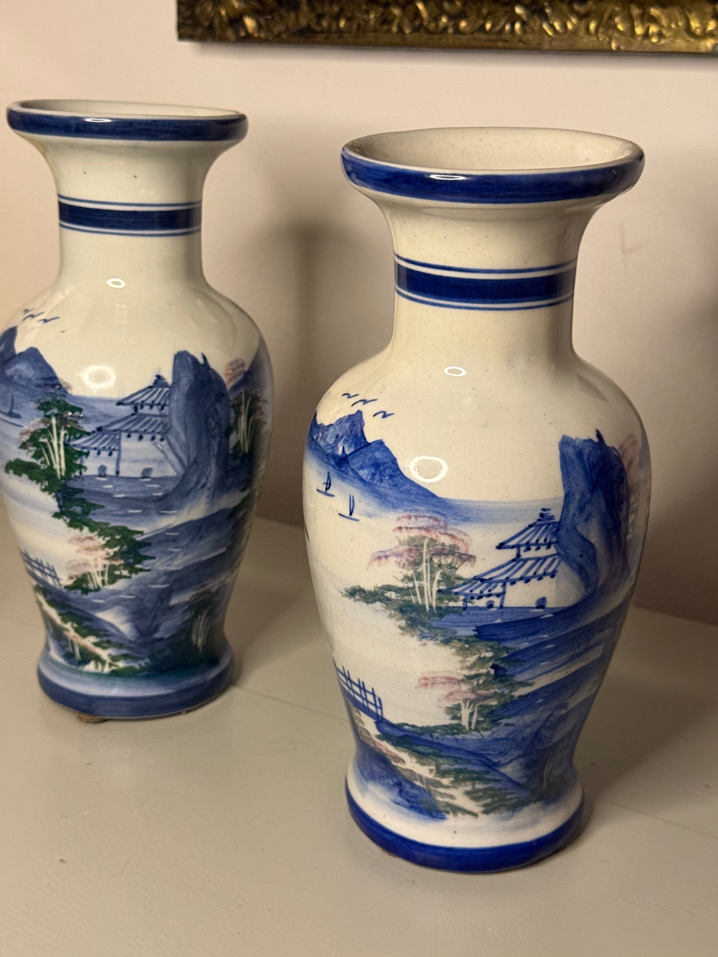 2 chineze vazen blauw/roze