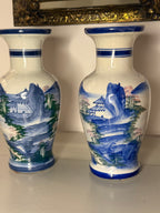 2 chineze vazen blauw/roze