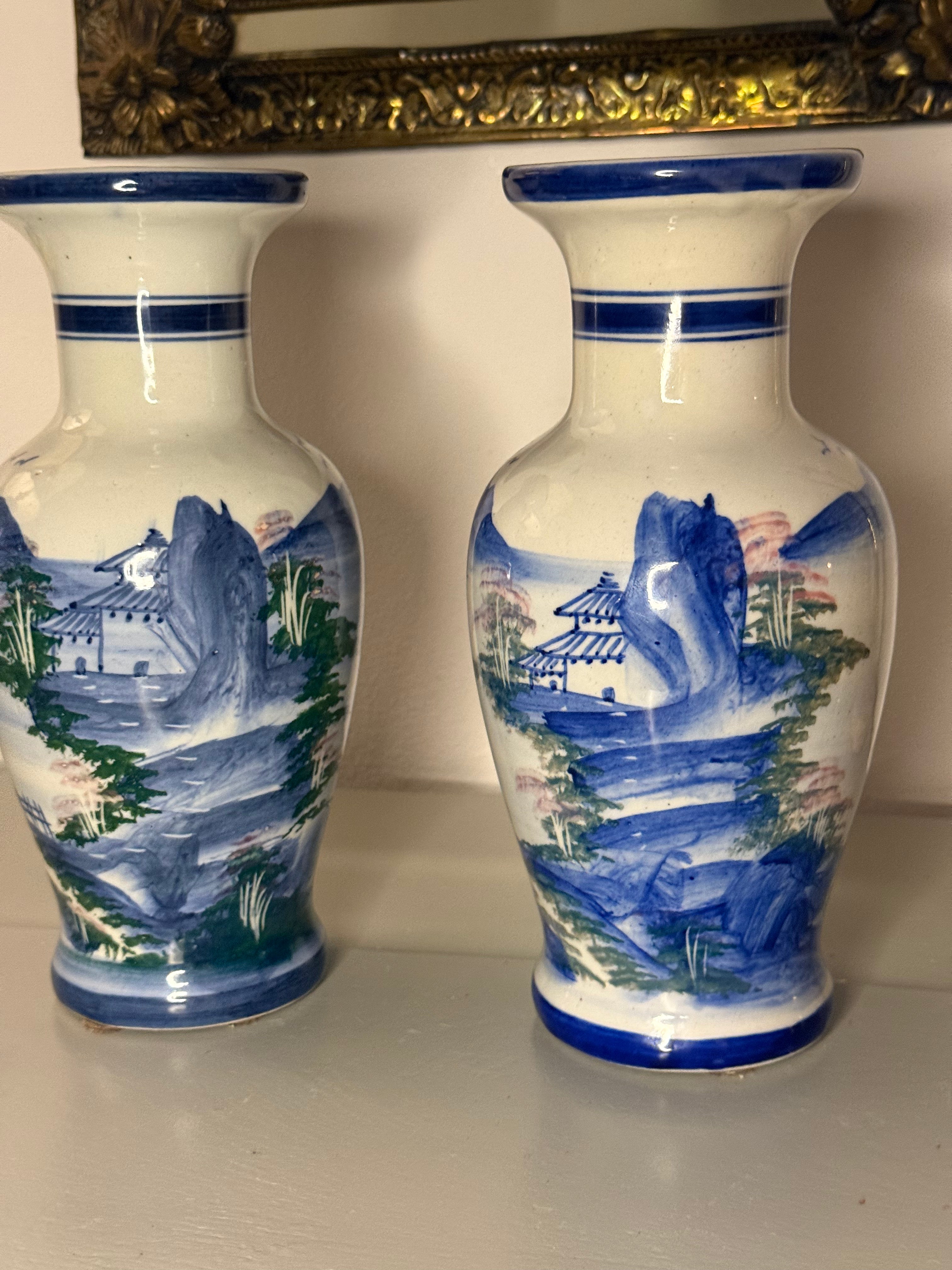 2 chineze vazen blauw/roze