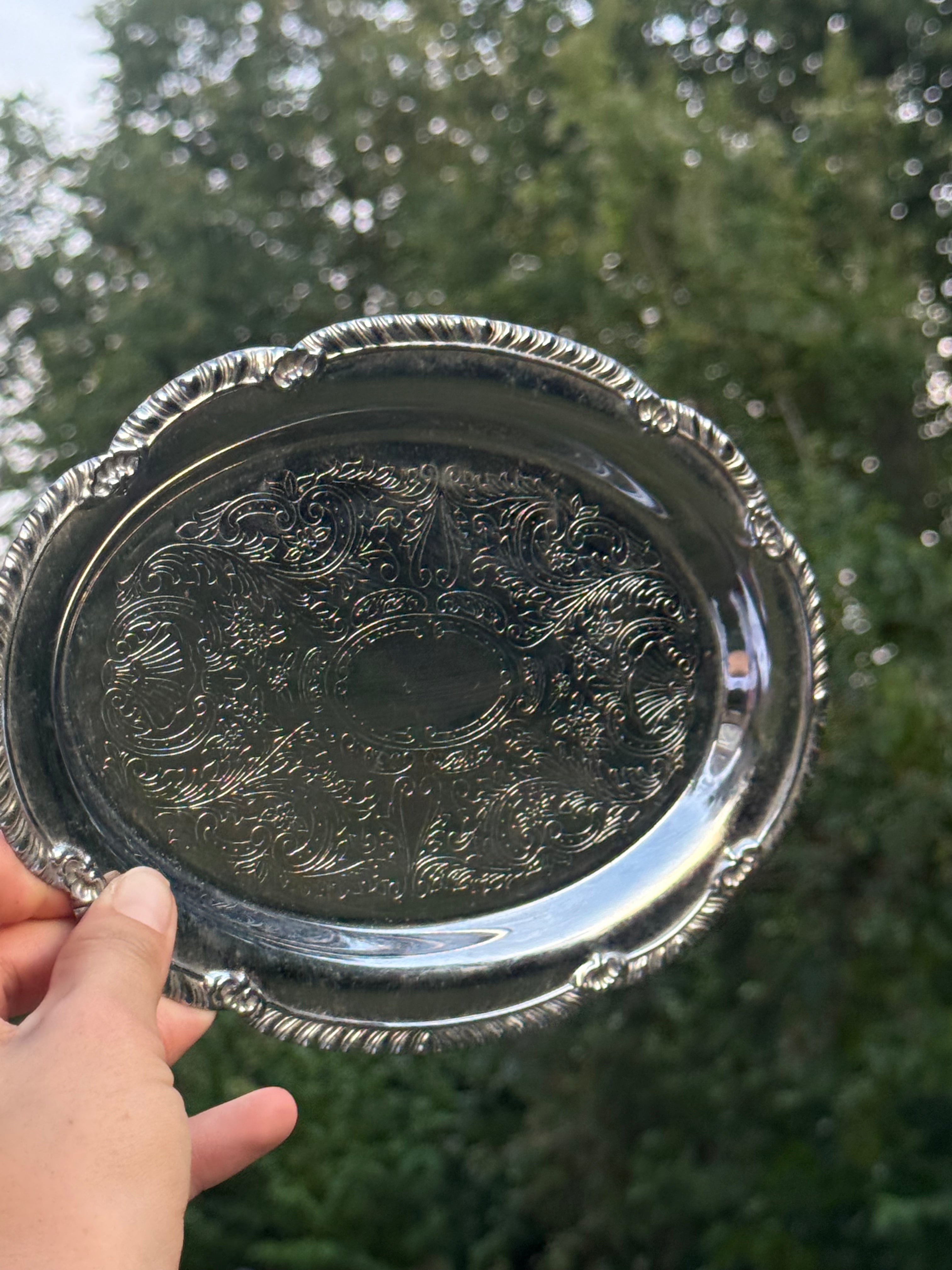 zilverkleurig schaaltje met sierrand