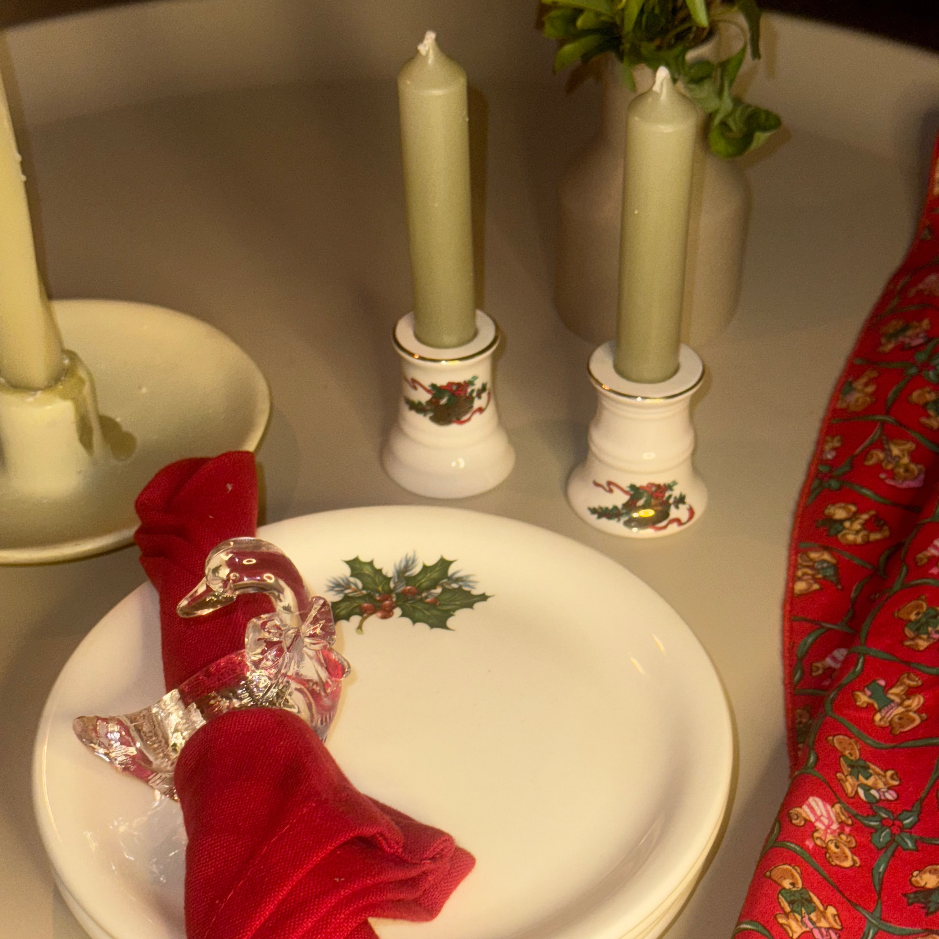 2 kerst kandelaars met gouden randje