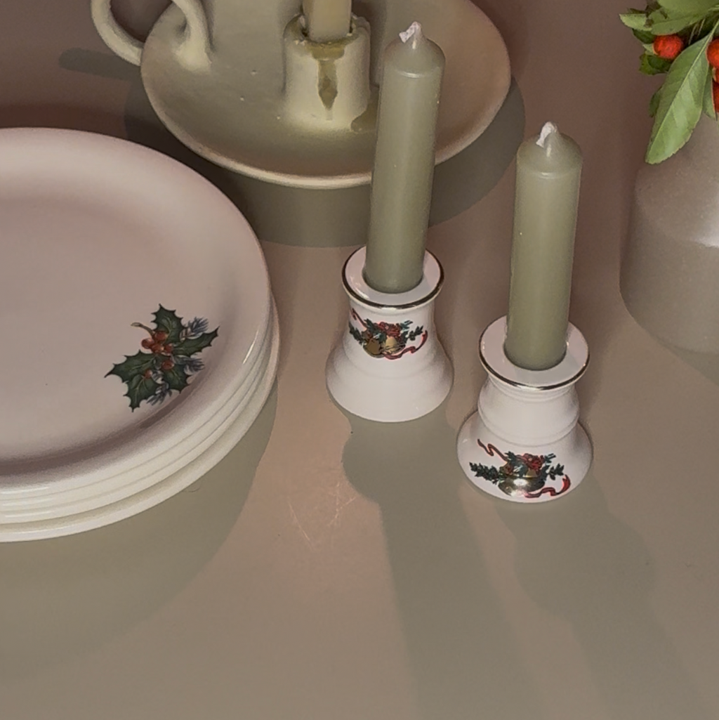 2 kerst kandelaars met gouden randje